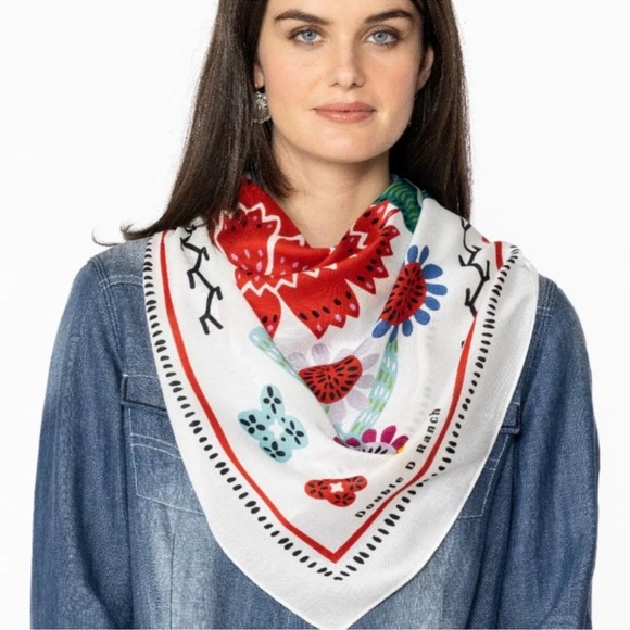 New Double D Ranch “Nina” Bright Color Floral Scarf - Picture 3 of 8